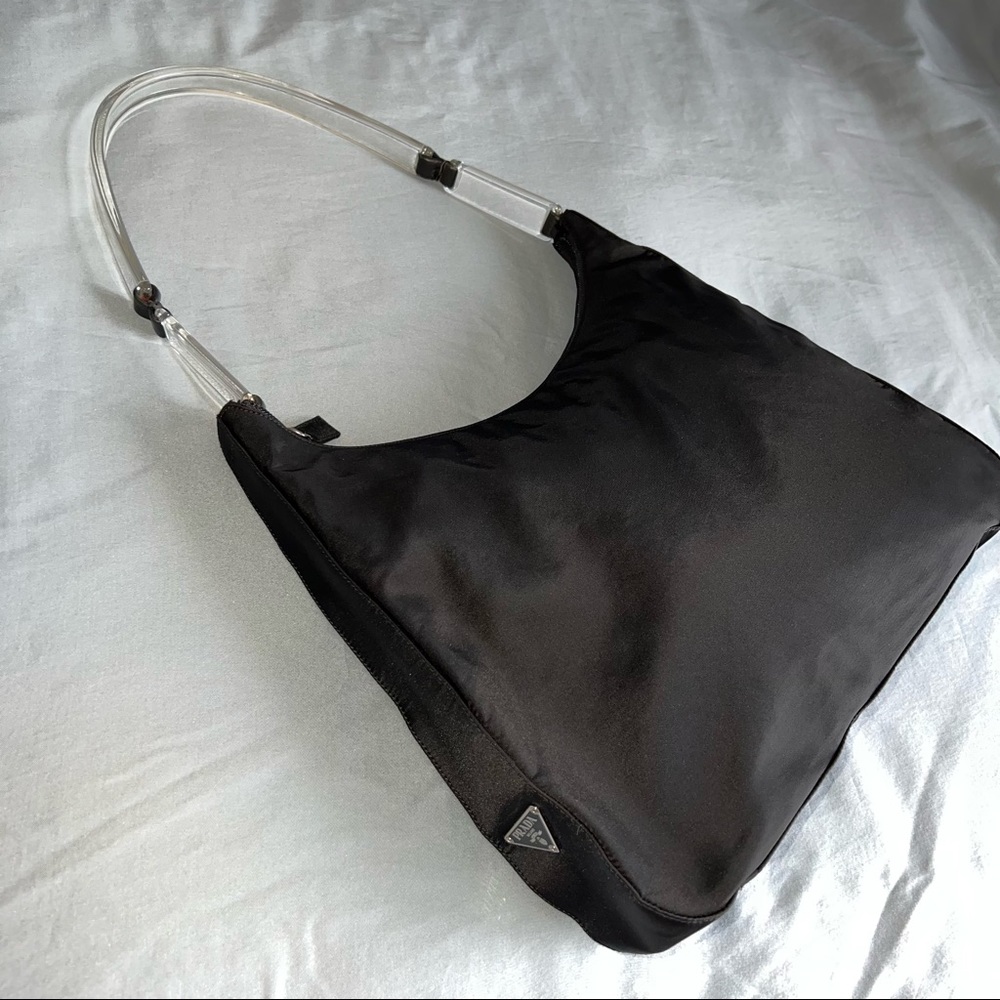 Prada nylon shoulder bag with transparent handle